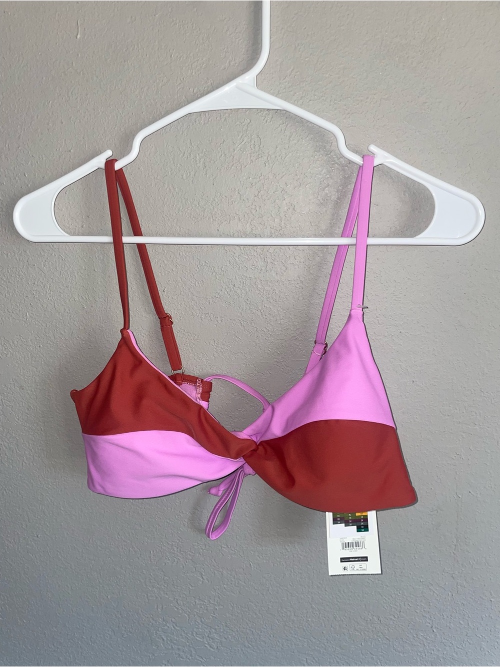 Women’s Colorblock Tie-Front bikini top- Large